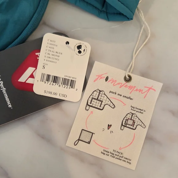 Free People Movement Pippa Packable Pullover Puffer Jacket Teal Coat - Picture 11 of 11